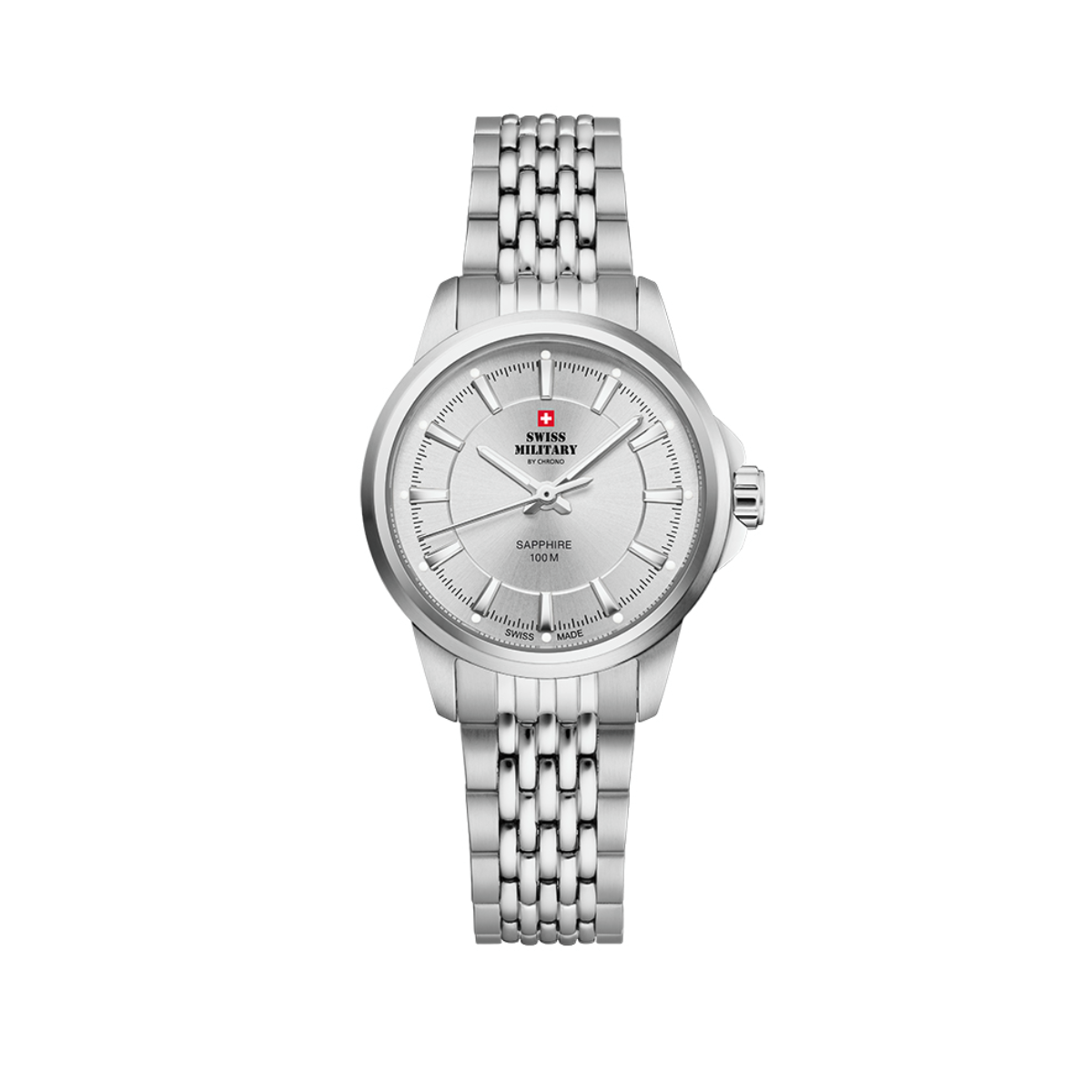 SWISS MILITARY Ladies Silver Dial Stainless Steel Bracelet Classic Dress Watch SM34105.02