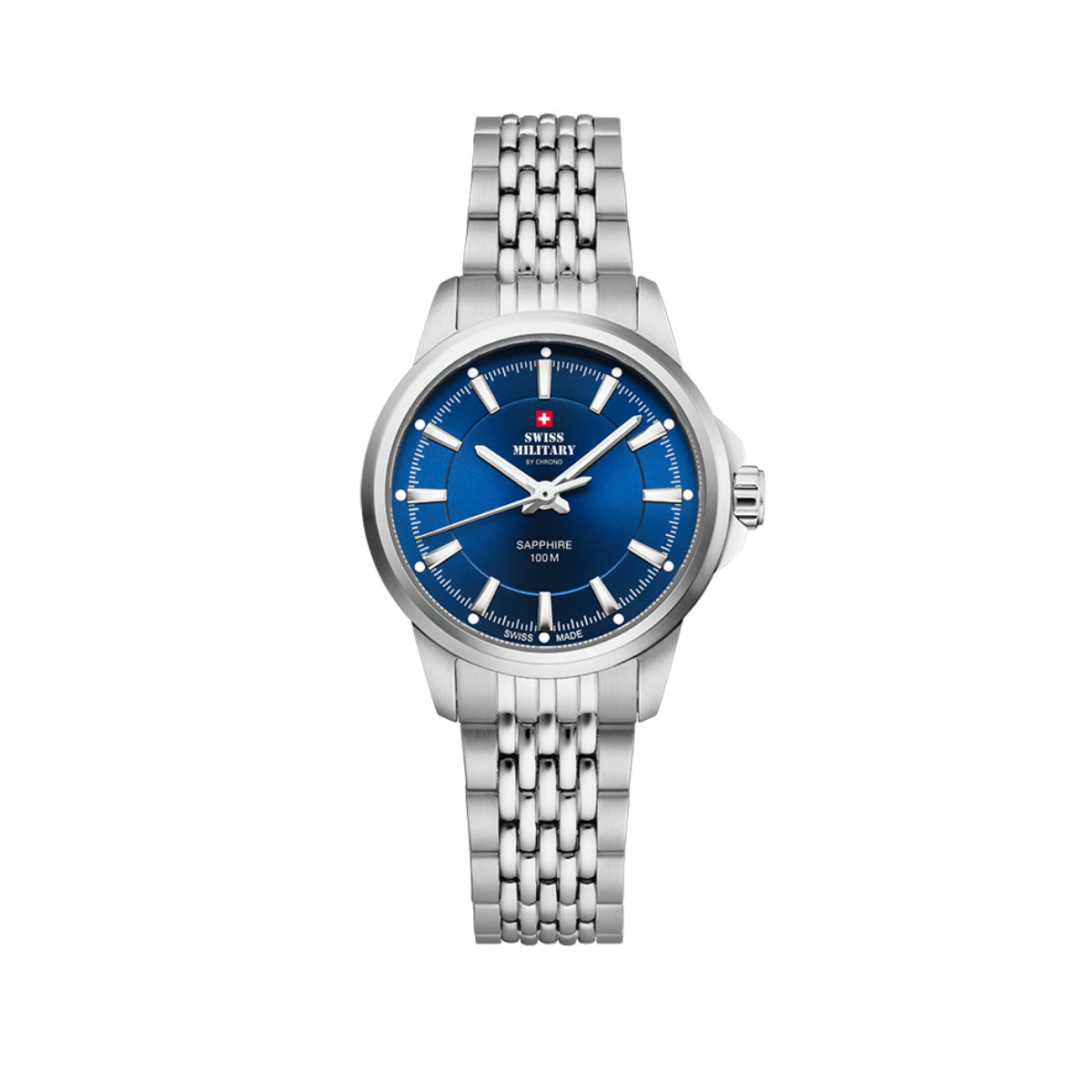 SWISS MILITARY Ladies Blue Dial Stainless Steel Bracelet Classic Dress Watch SM34105.03