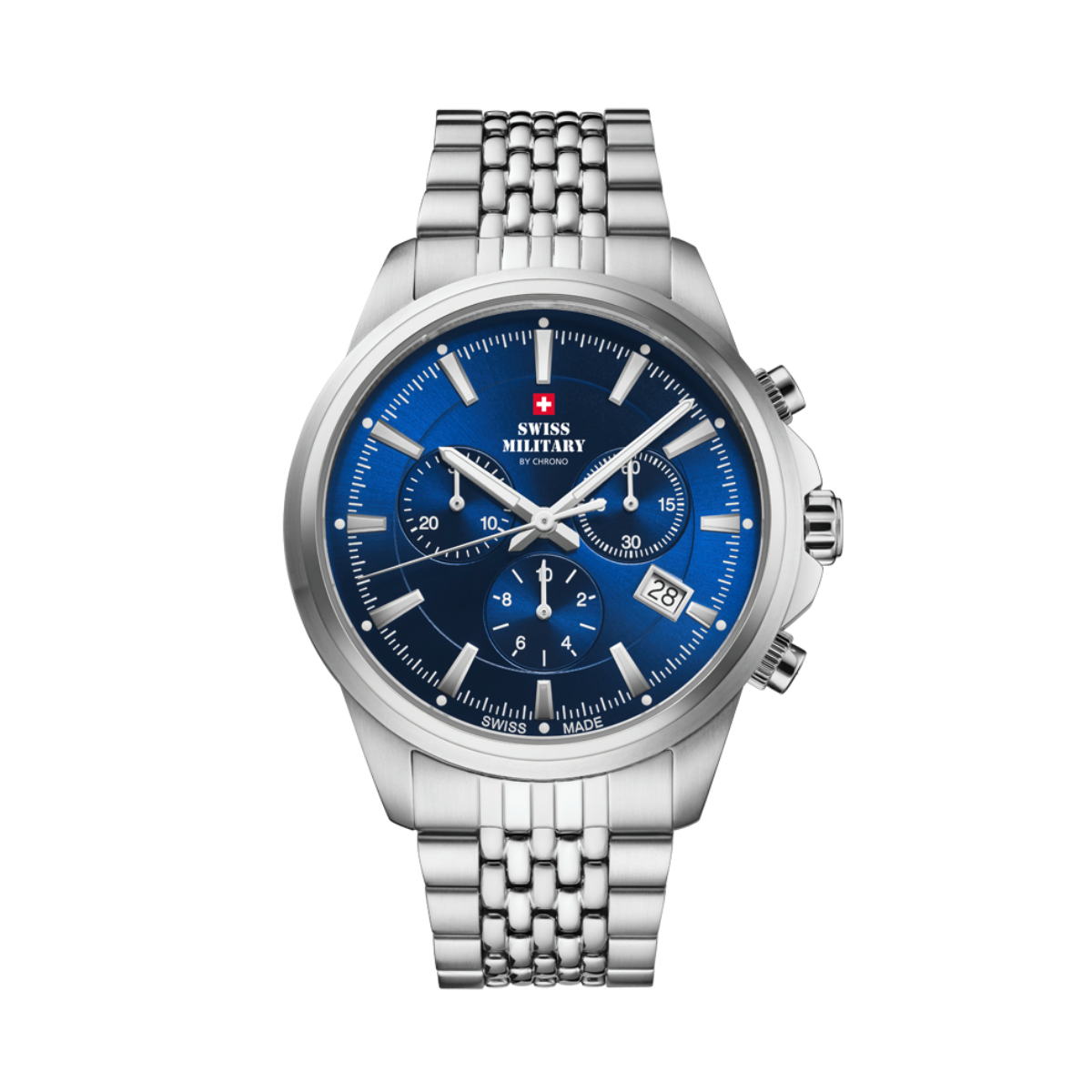SWISS MILITARY Gent's Blue Dial Stainless Steel Bracelet Chronograph Dress Watch SM34107.03