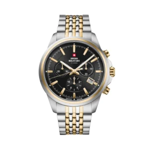 SWISS MILITARY Gent's Black Dial 2-Tone Steel & Gold Bracelet Chronograph Dress Watch SM34107.05