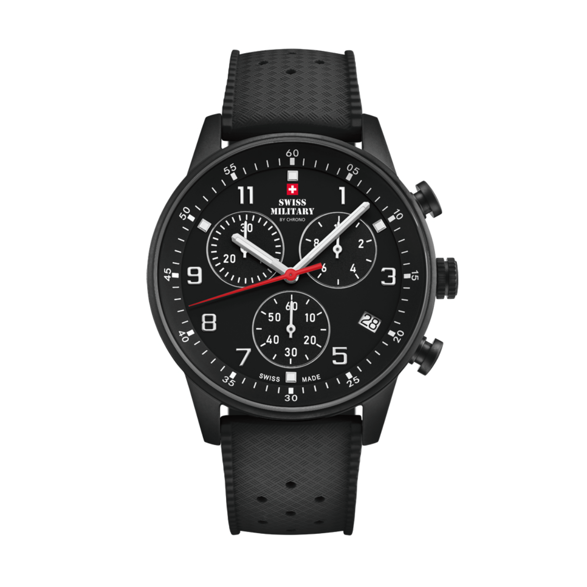 SWISS MILITARY Gent's Black Dial Black Leather Strap Chronograph Dress Watch SM34114.12