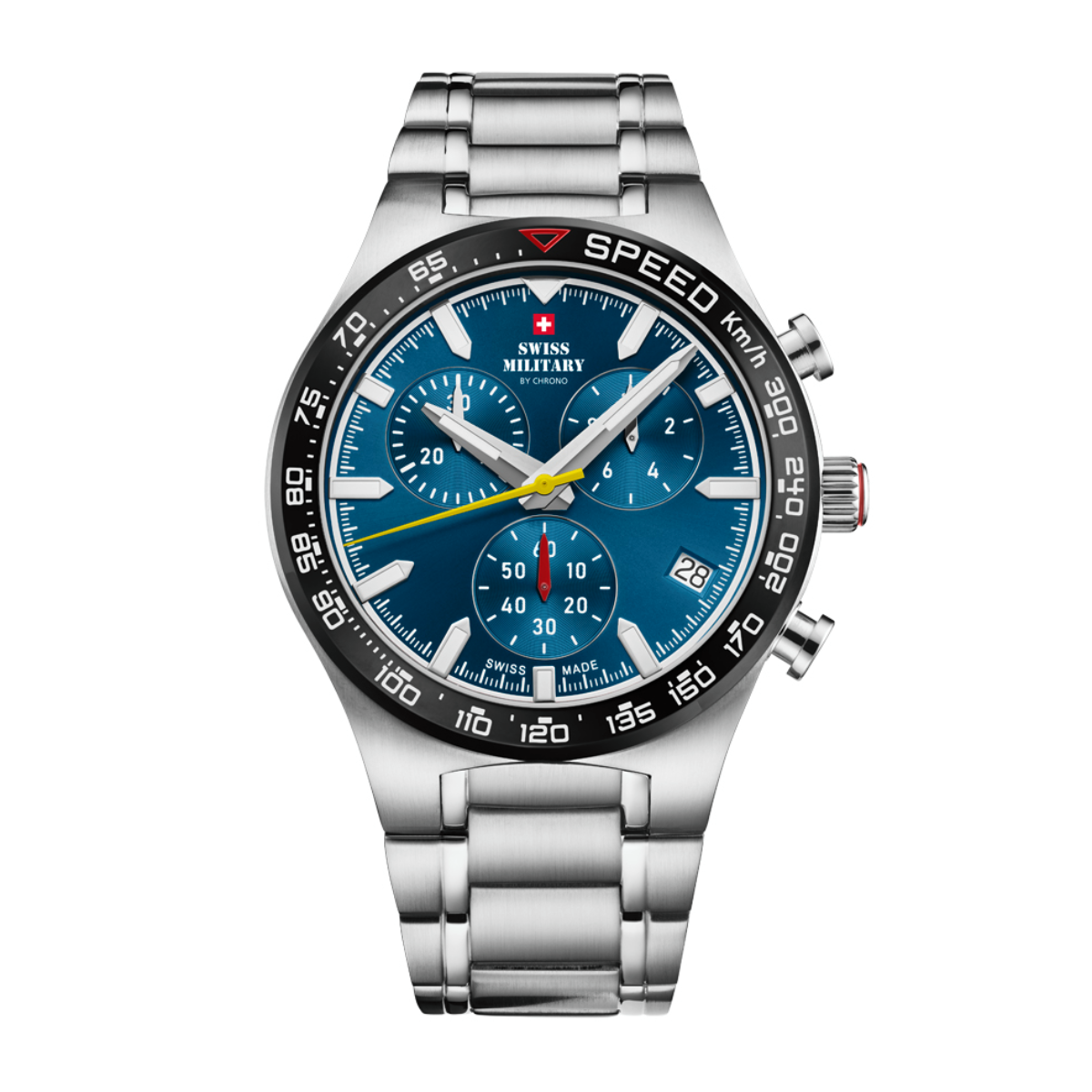 SWISS MILITARY Gent's Blue Dial Stainless Steel Bracelet Chronograph Sports Watch SM34115.02