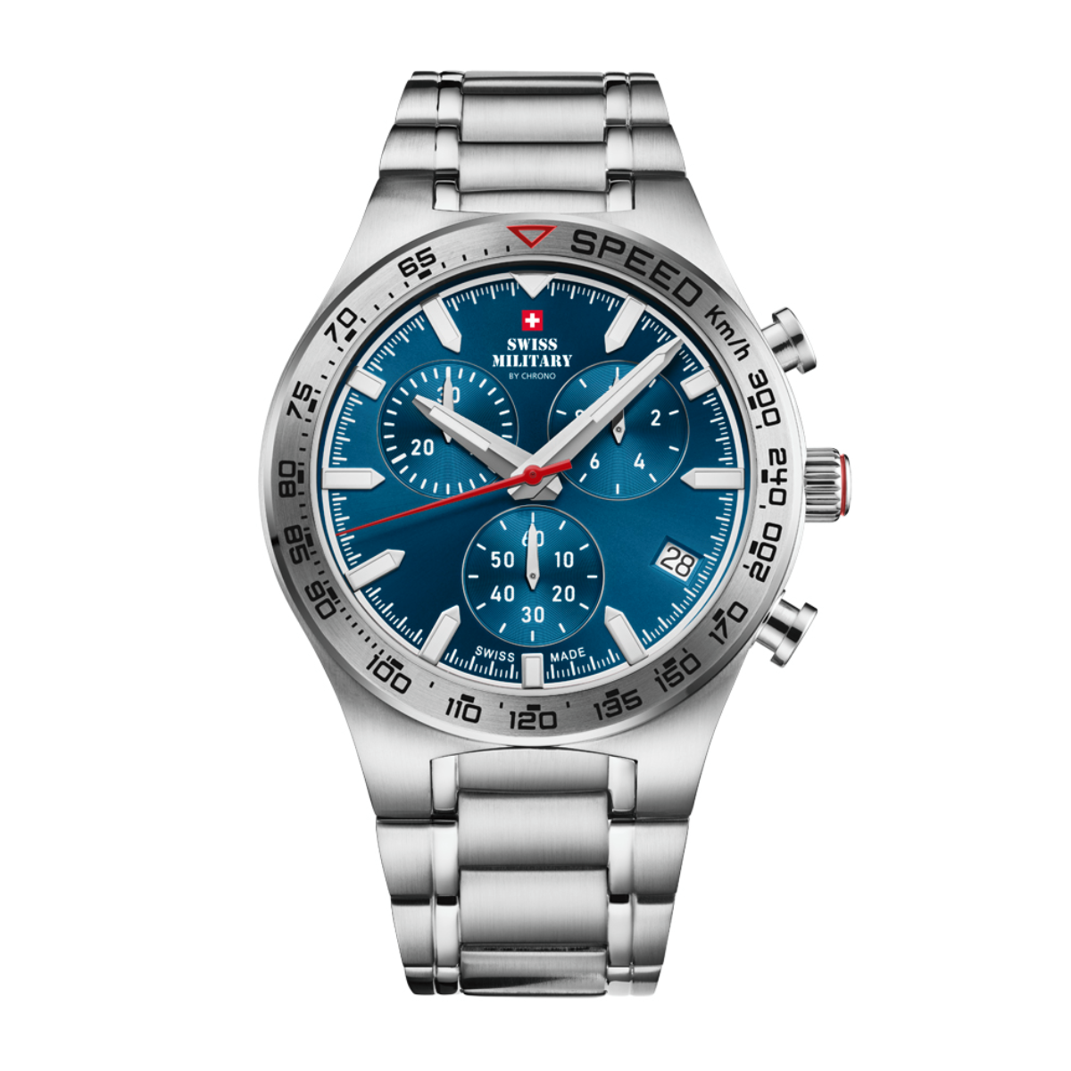 SWISS MILITARY Gent's Blue Dial Stainless Steel Bracelet Chronograph Sports Watch SM34115.04