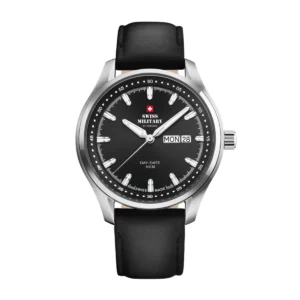 SWISS MILITARY Gent's Black Dial Black Leather Strap Watch SM34116.04