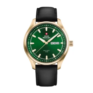 SWISS MILITARY Gent's Green Dial Black Leather Strap Watch SM34116.07