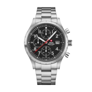 SWISS MILITARY Gent’s Black Dial Stainless Steel Bracelet Chronograph Sports Watch SM34117.01