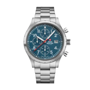 SWISS MILITARY Gent’s Blue Dial Stainless Steel Bracelet Chronograph Sports Watch SM34117.02