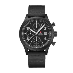 SWISS MILITARY Gent’s Black Dial Black Fabric Strap Chronograph Sports Watch SM34117.08