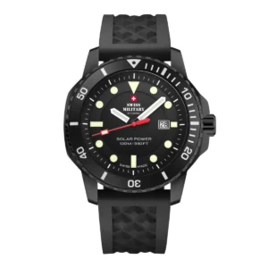 SWISS MILITARY Gent’s Solar Black Dial Black Silicon Strap Sports Watch SMS34102.03