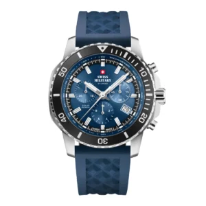 SWISS MILITARY Gent’s Solar Blue Dial Blue Silicone Strap Chronograph Sports Watch SMS34113.03