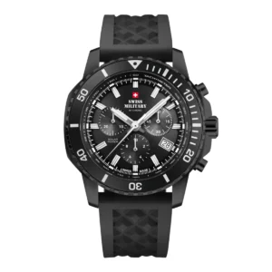 SWISS MILITARY Gent’s Solar Black Dial Black Silicone Strap Chronograph Sports Watch SMS34113.05