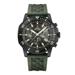 SWISS MILITARY Gent’s Solar Green Dial Green Silicone Strap Chronograph Sports Watch SMS34113.06