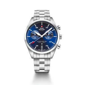SWISS MILITARY Gent's Blue Dial Stainless Steel Bracelet Chronograph Sports Watch SM34090.02
