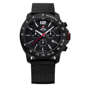 SWISS MILITARY Gent's Black Dial Black Nylon Fabric Strap Chronograph Sports Watch SM34033.06