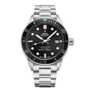 SWISS MILITARY Gent’s Black Dial Stainless Steel Bracelet Classic Dive Watch SM34088.01