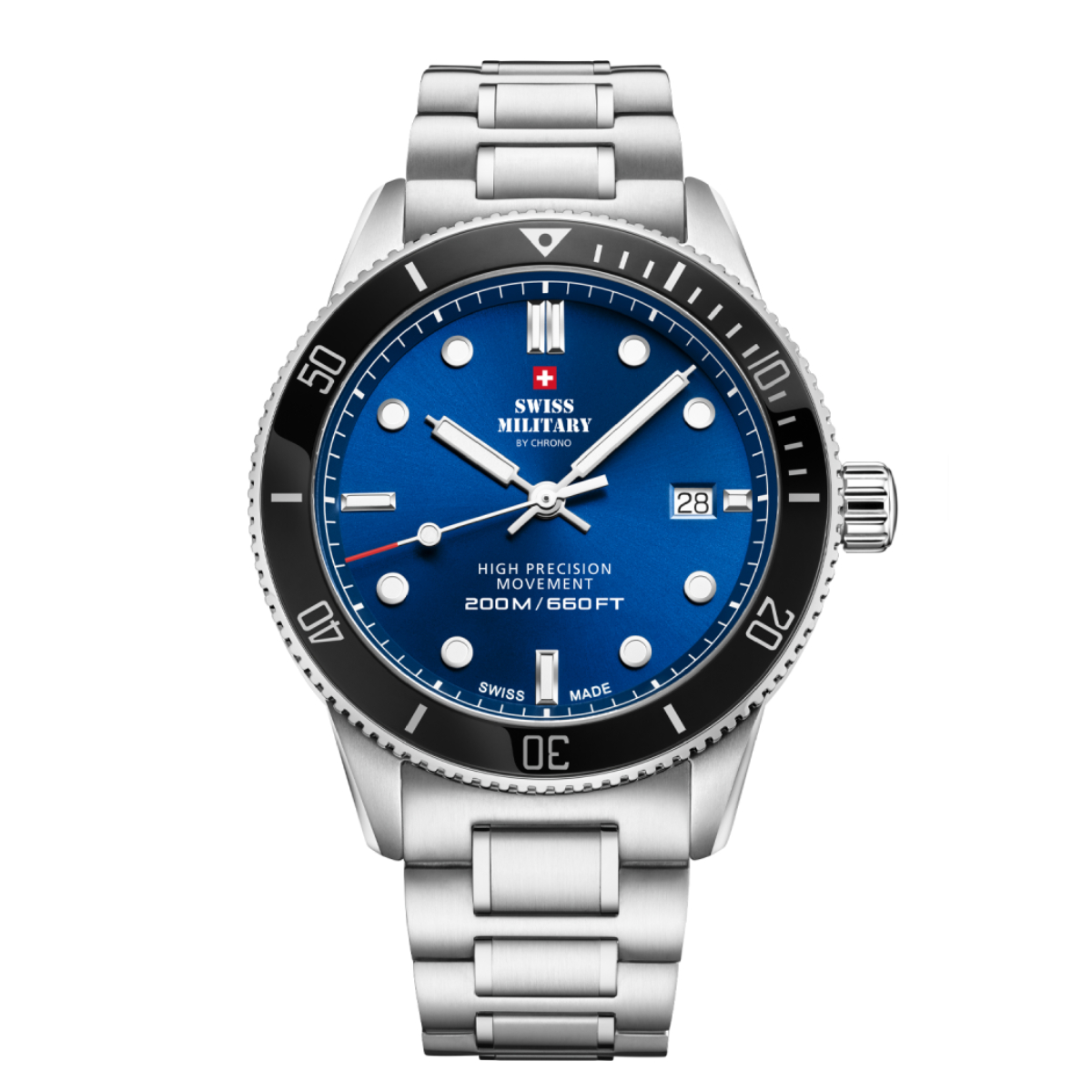 SWISS MILITARY Gent’s Blue Dial Stainless Steel Bracelet Classic Dive Watch SM34088.02