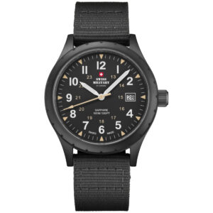 SWISS MILITARY Black Dial Black Canvas Strap Gent's Military Style Field Watch SM34108.06