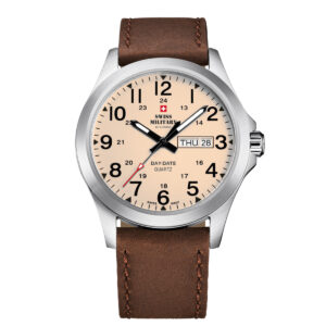 SWISS MILITARY Bronze Dial Brown Leather Strap Day & Date Gent's Military Style Field Watch SMP36040.29