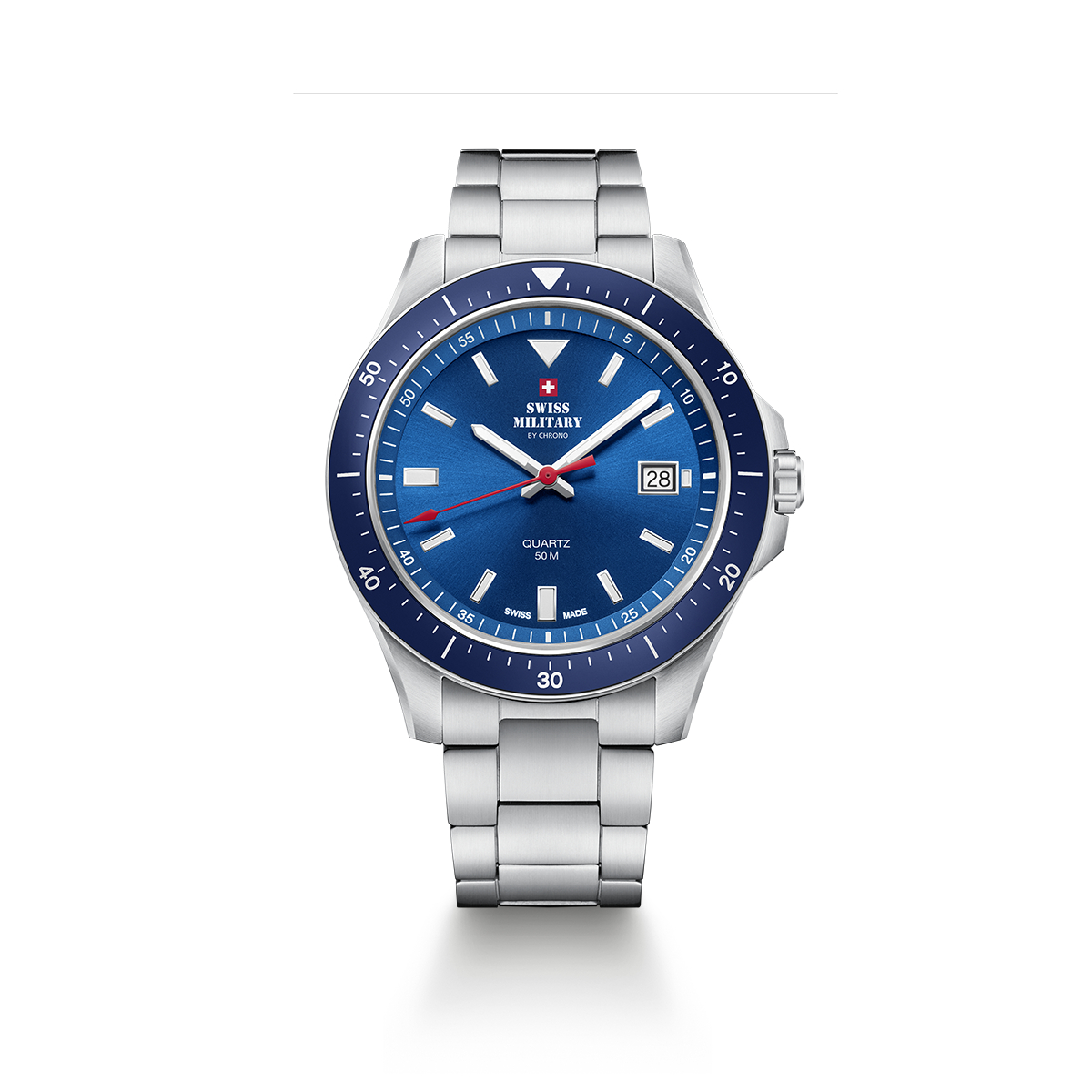 SWISS MILITARY Gent’s Blue Dial Stainless Steel Bracelet Classic Sports Watch SM34082.02