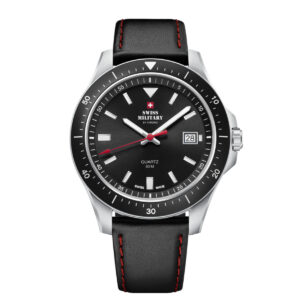 SWISS MILITARY Gent’s Black Dial Black Leather Strap Classic Sports Watch SM34082.04