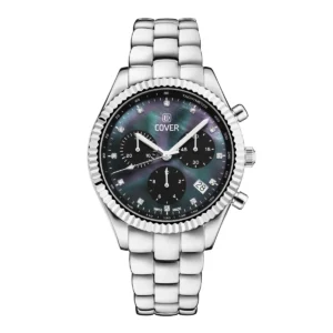 COVER Valentina Chrono Ladies Black Mother of Pearl Dial Dress Watch CO207.01