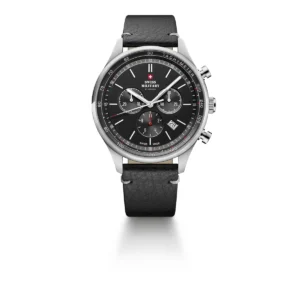 SWISS MILITARY Gent's Black Dial Black Leather Strap Chronograph Sports Watch SM34081.06
