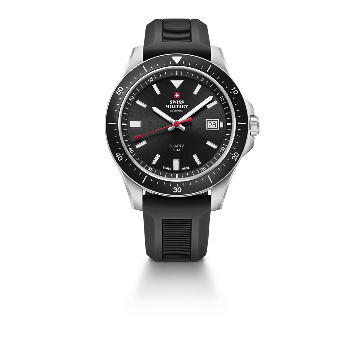 SWISS MILITARY Gent’s Black Dial Black Silicon Strap Classic Sports Watch SM34082.07