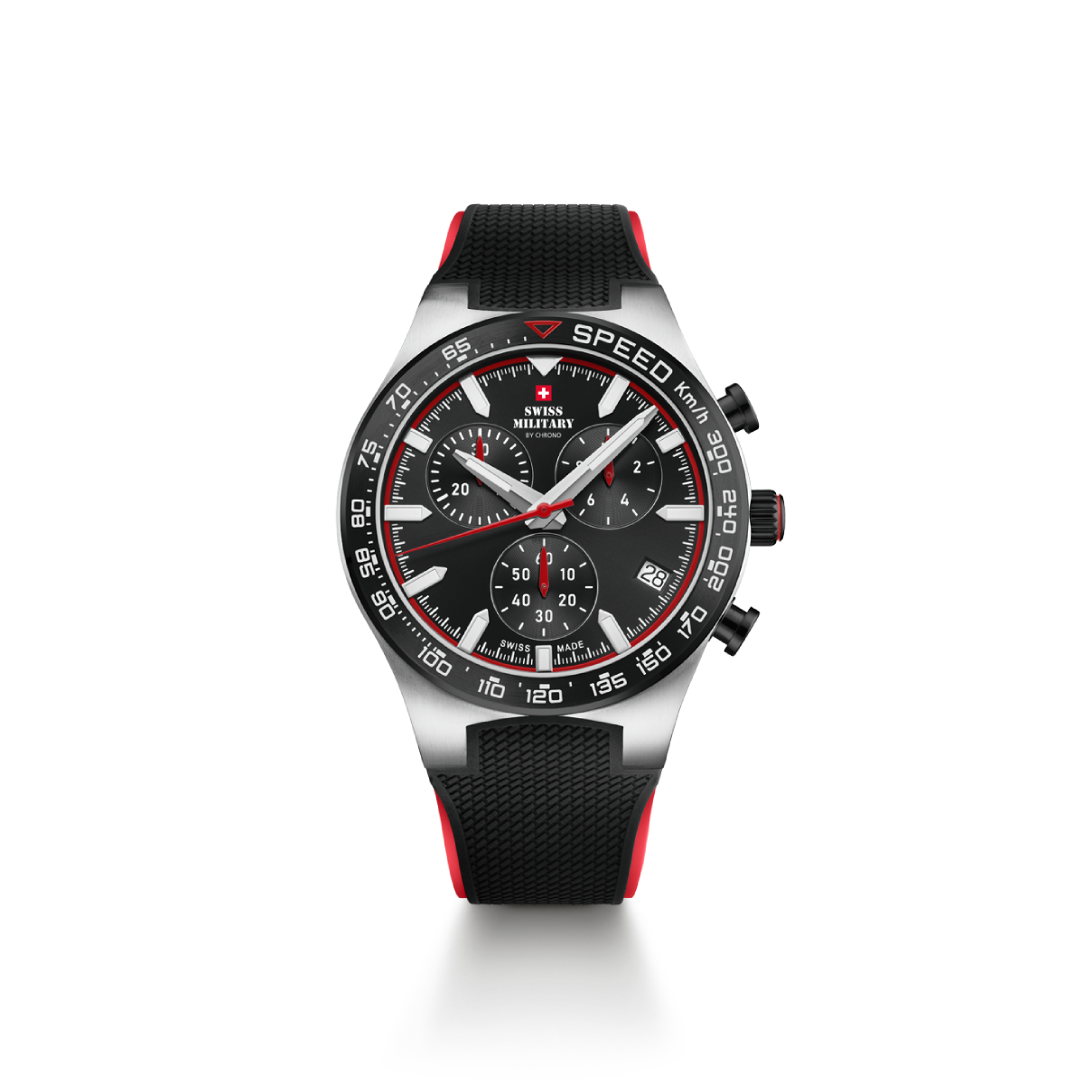 SWISS MILITARY Gent's Black Dial Black Silicon Strap Chronograph Sports Watch SM34115.06