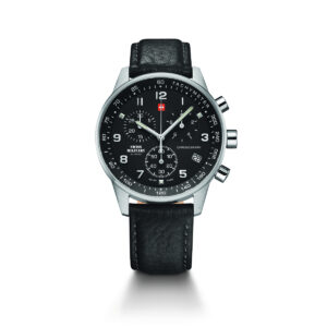SWISS MILITARY Gent's Black Dial Black Leather Strap Chronograph Sports Watch SM34012.05